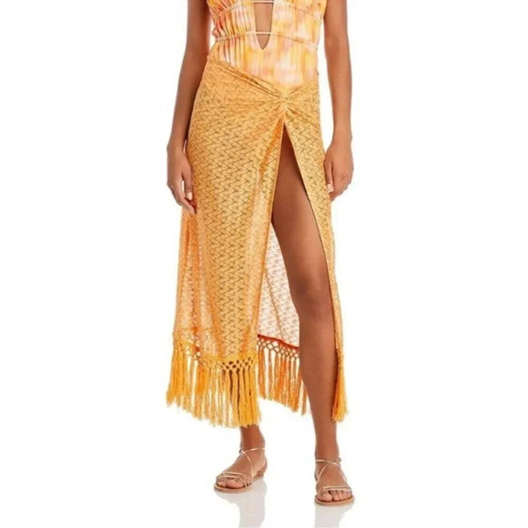 Ramy Brook Gaia Metallic Faux Wrap Boho Maxi Skirt Coverup Size L NWT - Picture 10 of 10